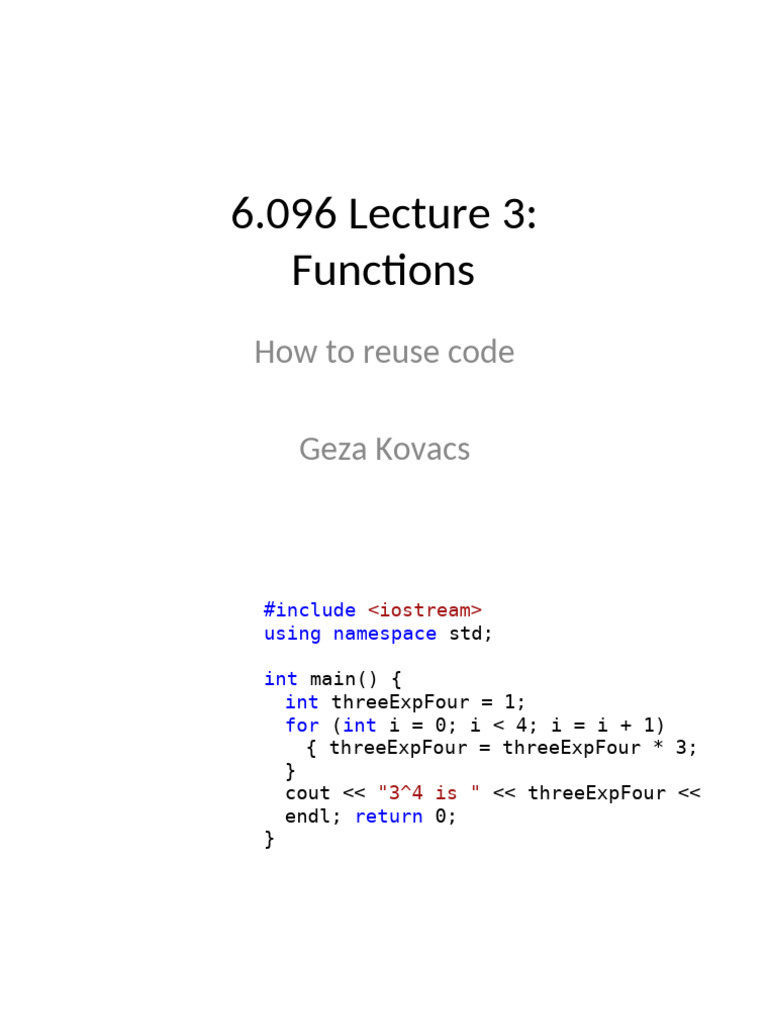 C++ Functions: Code Reuse and Recursion | PDF | Scope (Computer Science ...