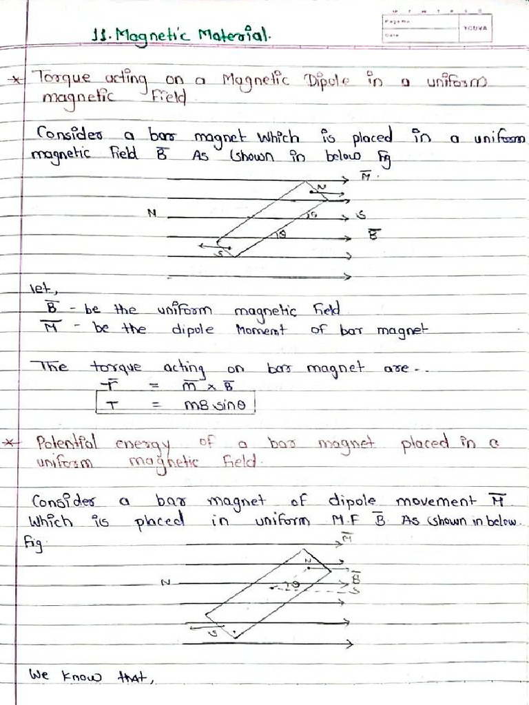 12th STD Physics CH 11 Magnetic Material Notes. | PDF
