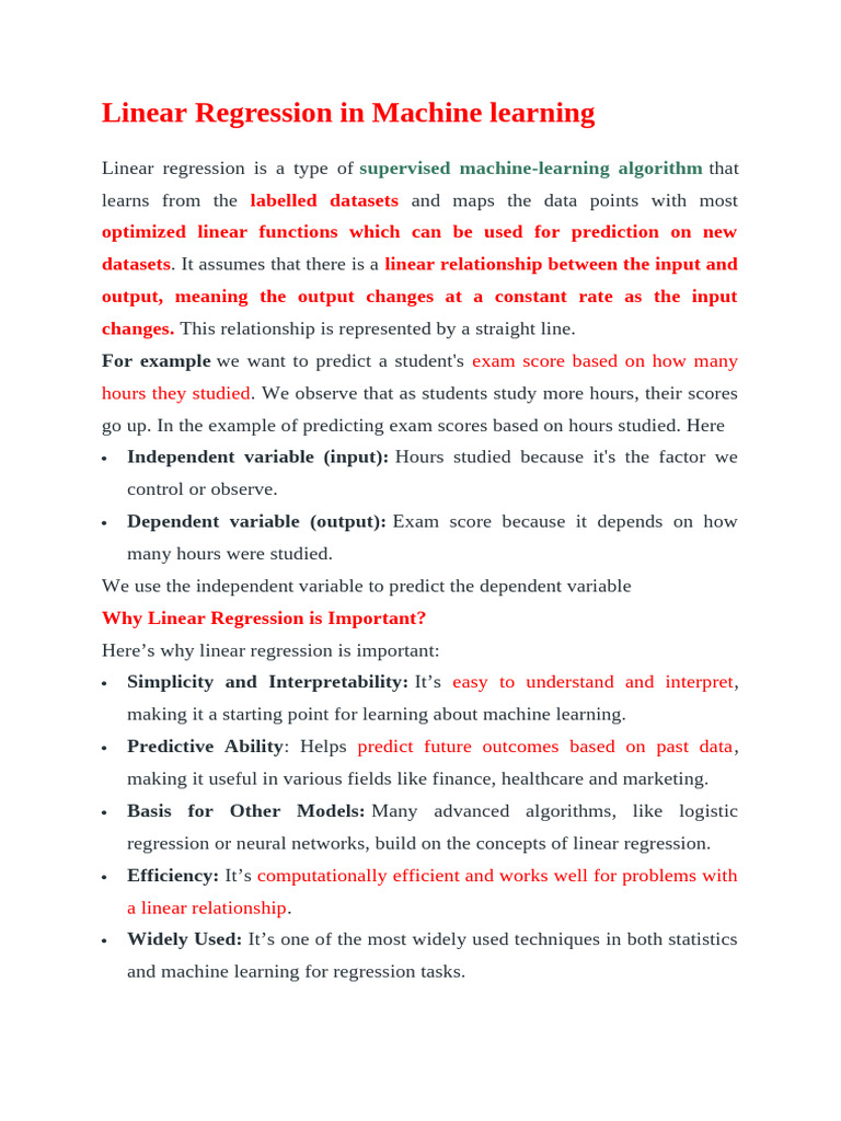 Linear Regression in Machine Learning | PDF | Errors And Residuals ...