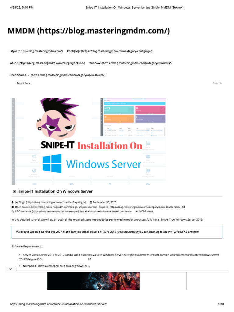 Snipe-IT Installation On Windows Server by Jay Singh - MMDM (Teknex ...