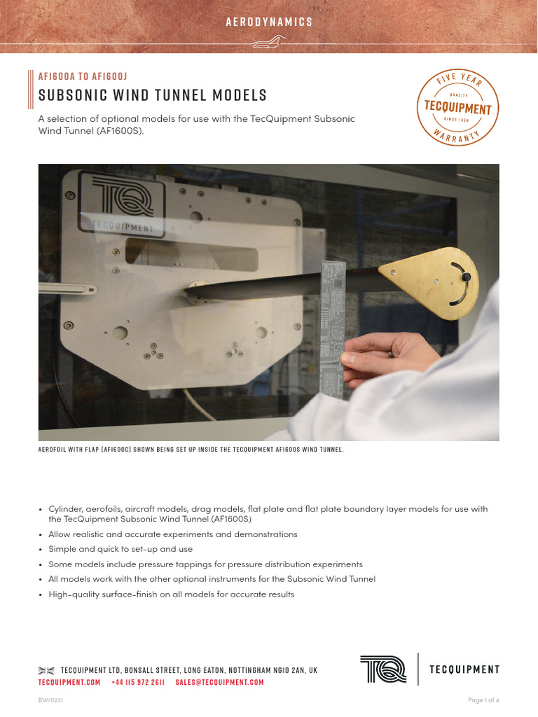 Subsonic Wind Tunnel Models Overview | PDF | Airfoil | Lift (Force)