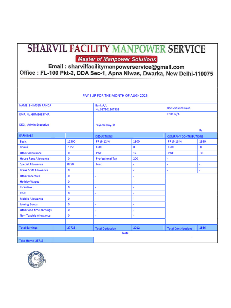 Monthly Pay Slip Summary 2025 | PDF | Government Finances | Taxes