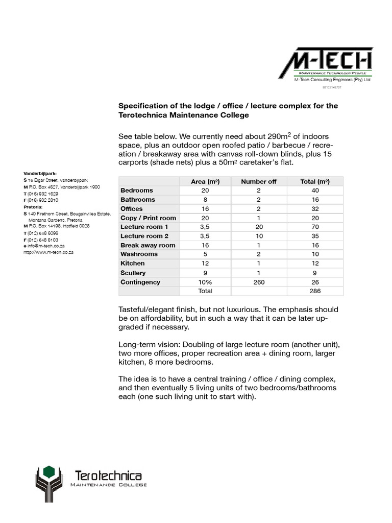 8. Specification Training Complex | PDF | Interior Design | Room