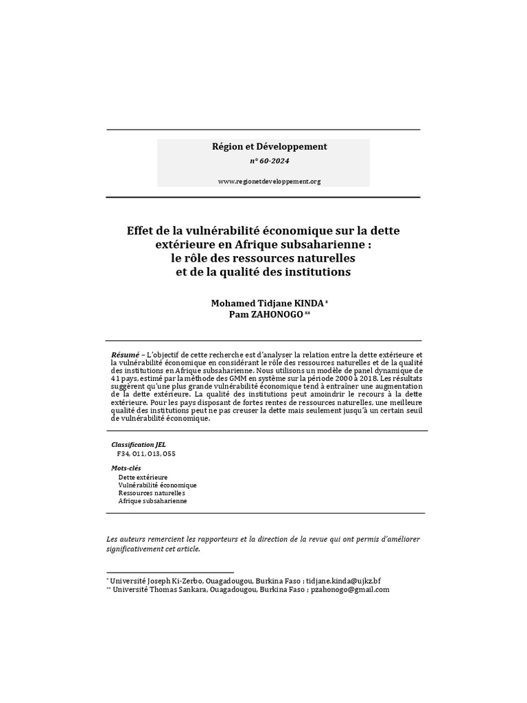 Vulnérabilité économique et dette en Afrique | PDF | Dette publique ...