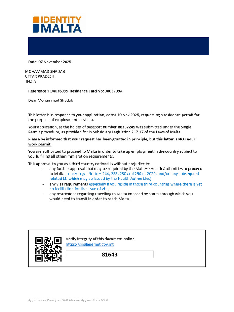 Malta Residence Permit Approval Guide | PDF | Travel Visa | Passport