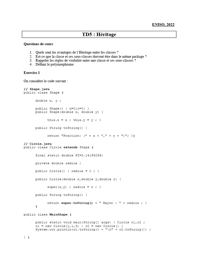 Héritage et Polymorphisme en Java | PDF | Programmation informatique