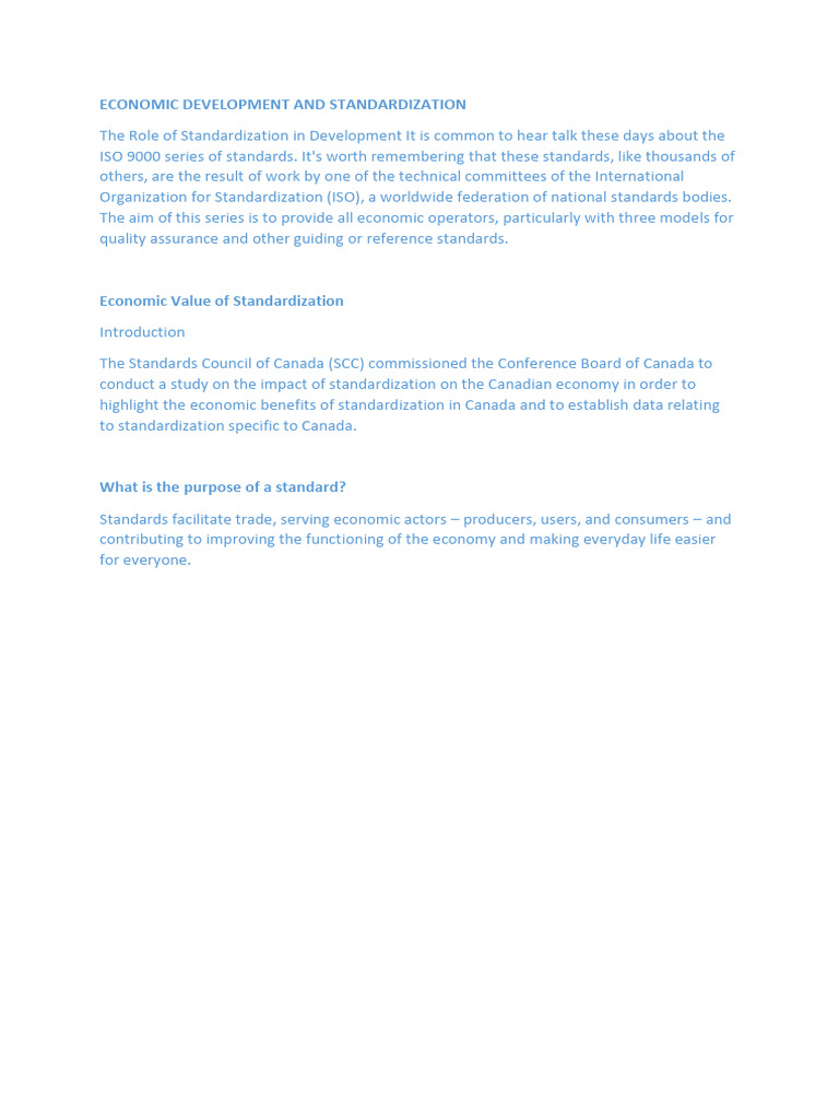 Impact of Standardization on Economic Growth | PDF