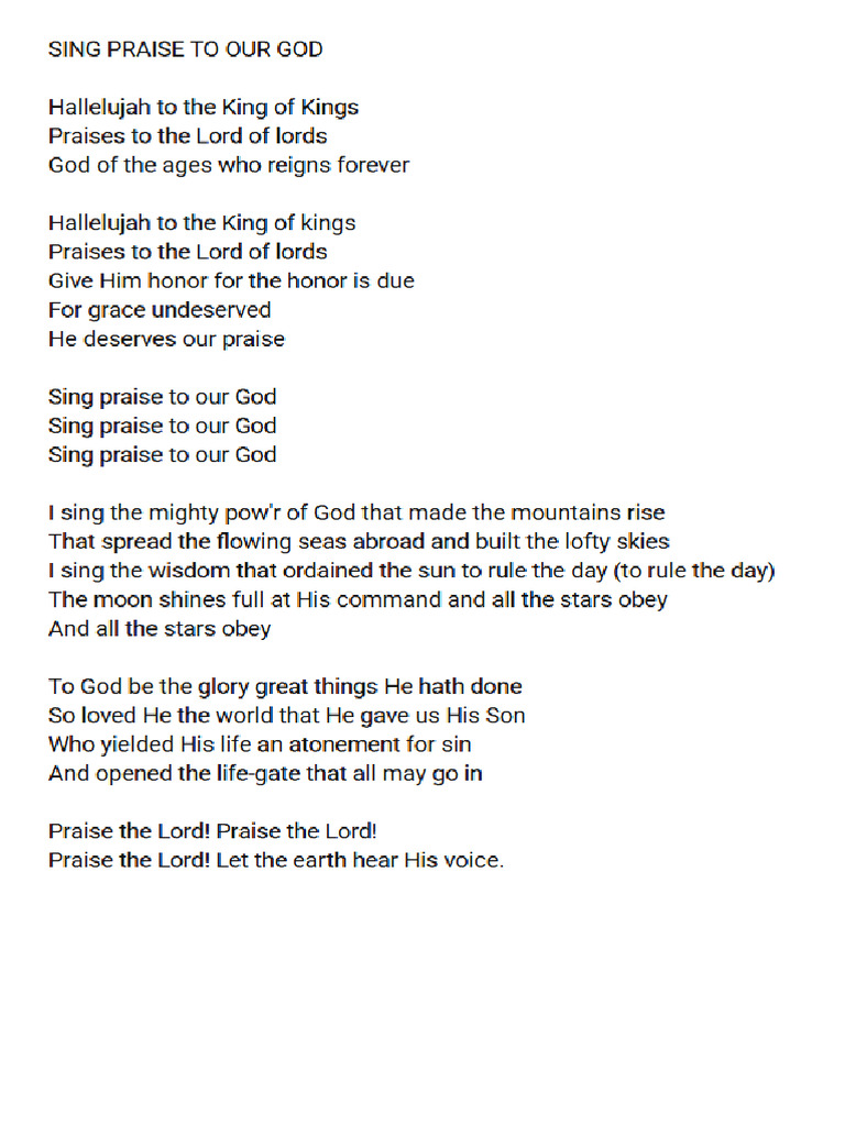Praise To Our God | PDF