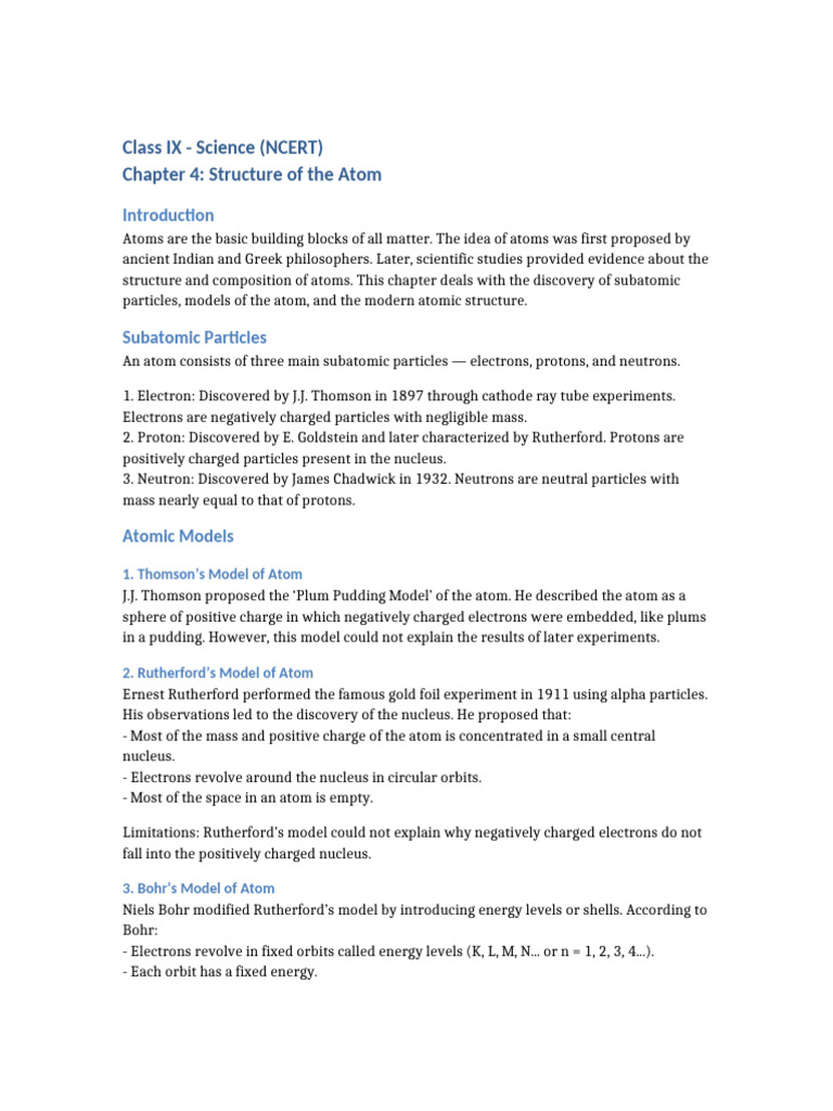 Structure of the Atom Explained | PDF | Atoms | Atomic Nucleus