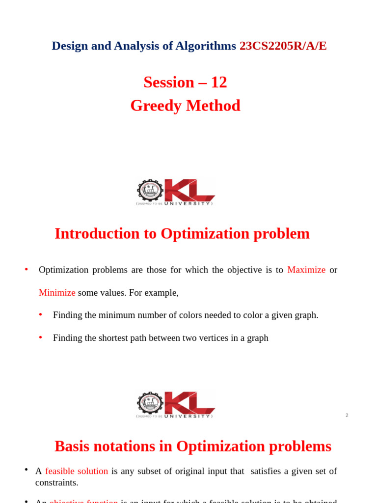 Greedy Method in Optimization Problems | PDF | Mathematical ...