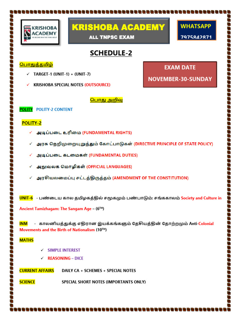 SCH-2 Daywise Plan | PDF