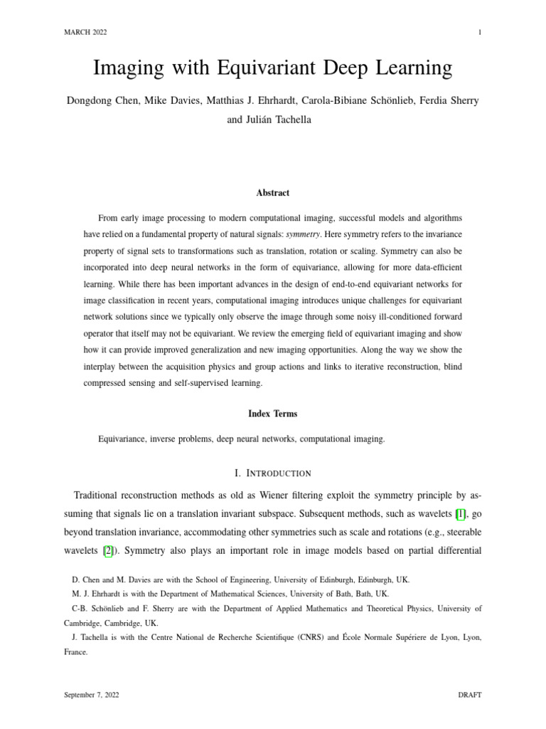 Equivariant Deep Learning for Imaging | PDF | Group (Mathematics ...
