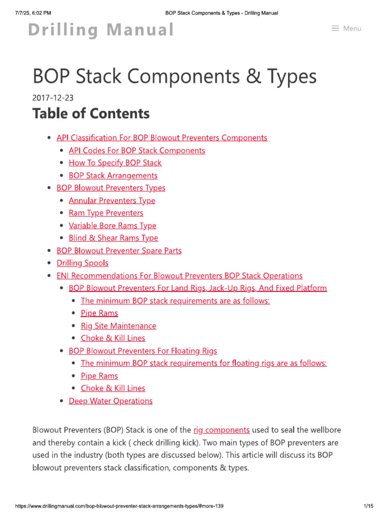 BOP Stack Components & Types | PDF