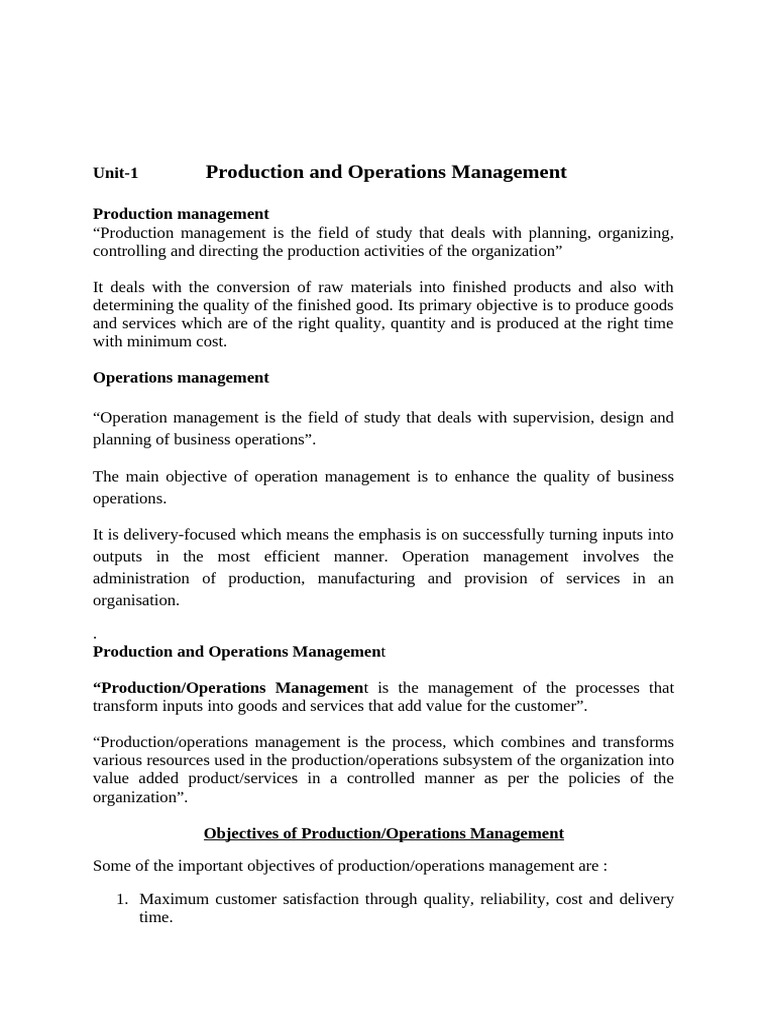 Production and Operations Management Guide | PDF | Operations ...