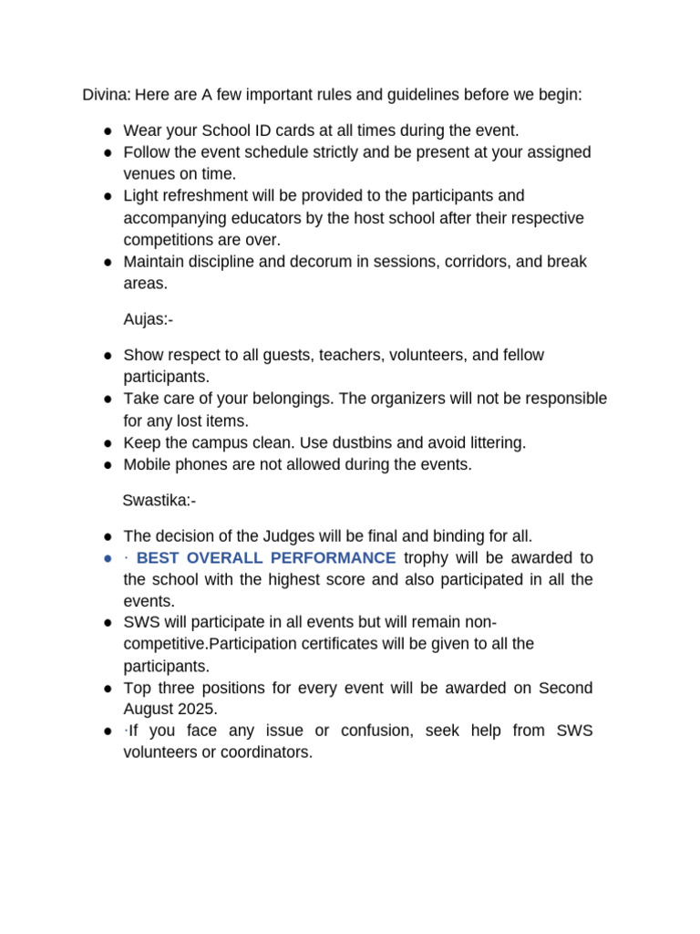 A Few Important Rules and Guidelines | PDF