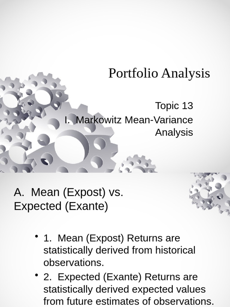 Portfolio Analysis: Mean-Variance & Diversification | PDF | Modern ...