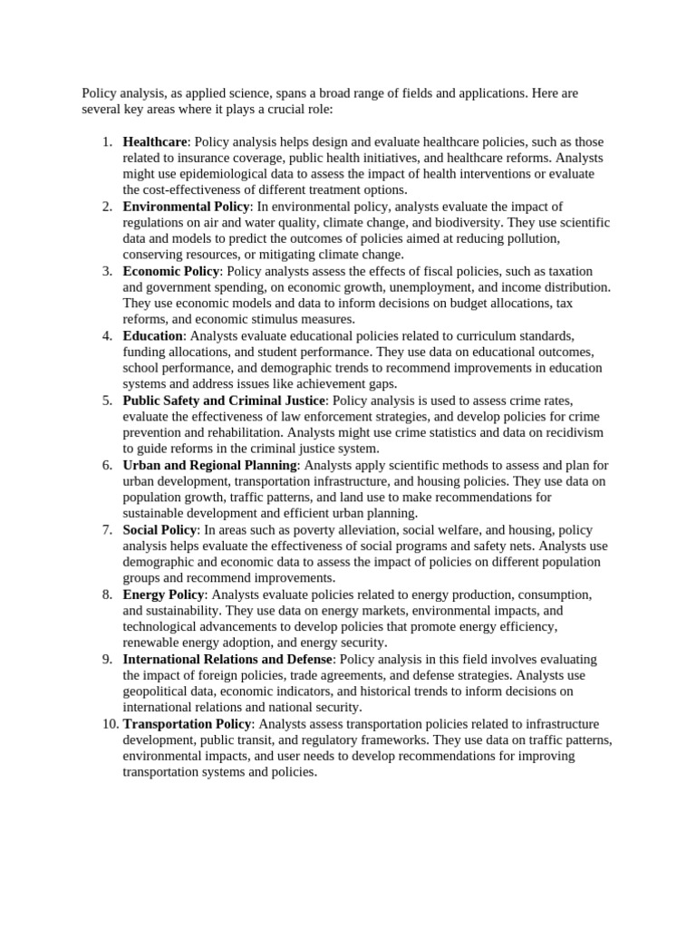 Key Areas of Policy Analysis Explained | PDF | Policy | Policy Analysis