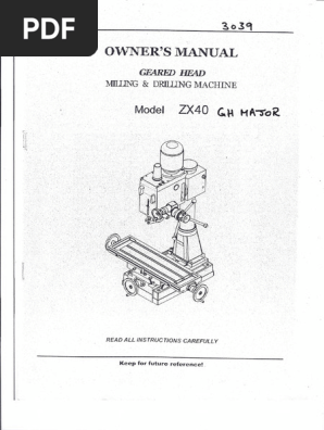ZX40 Milling & Drilling Machine Manual | PDF | Drill | Bearing
