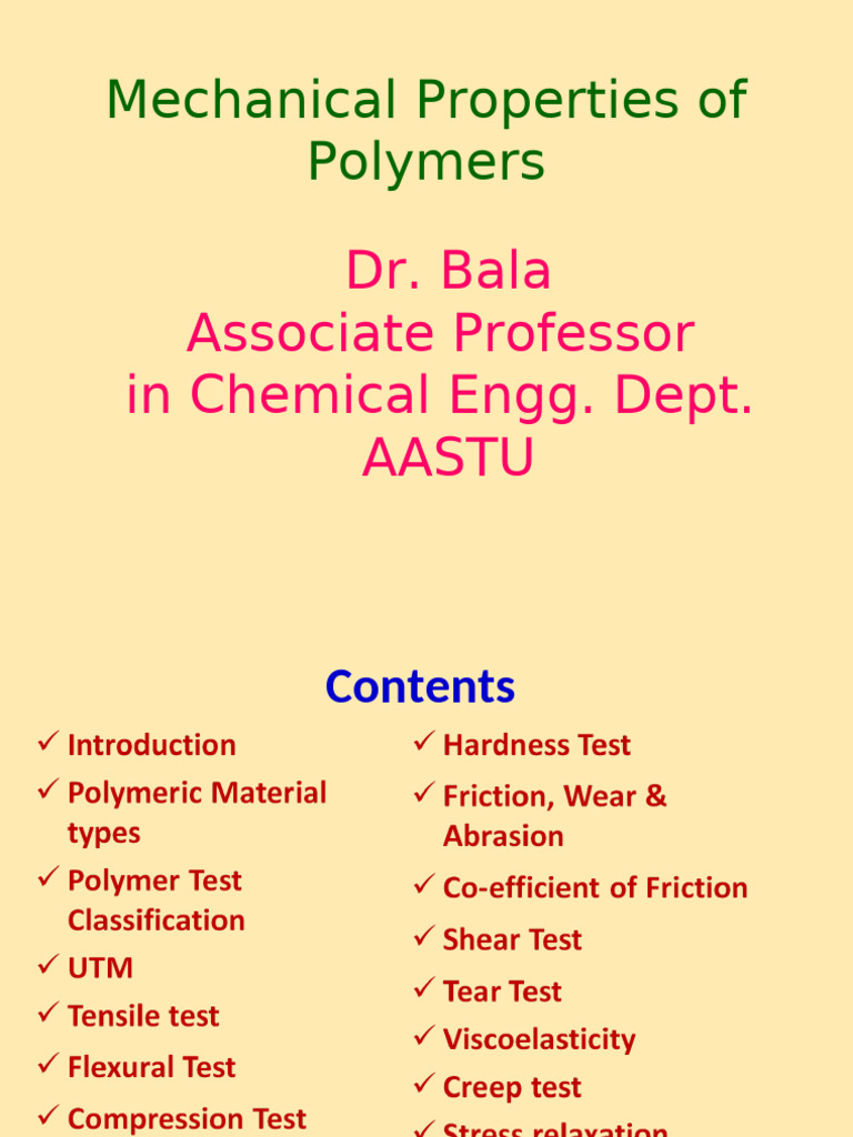 Mechanical Properties of Common Polymers | PDF | Deformation ...