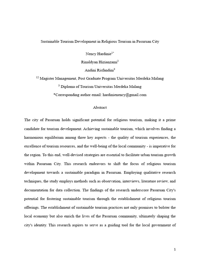 Sustainable Religious Tourism in Pasuruan | PDF | Sustainability ...