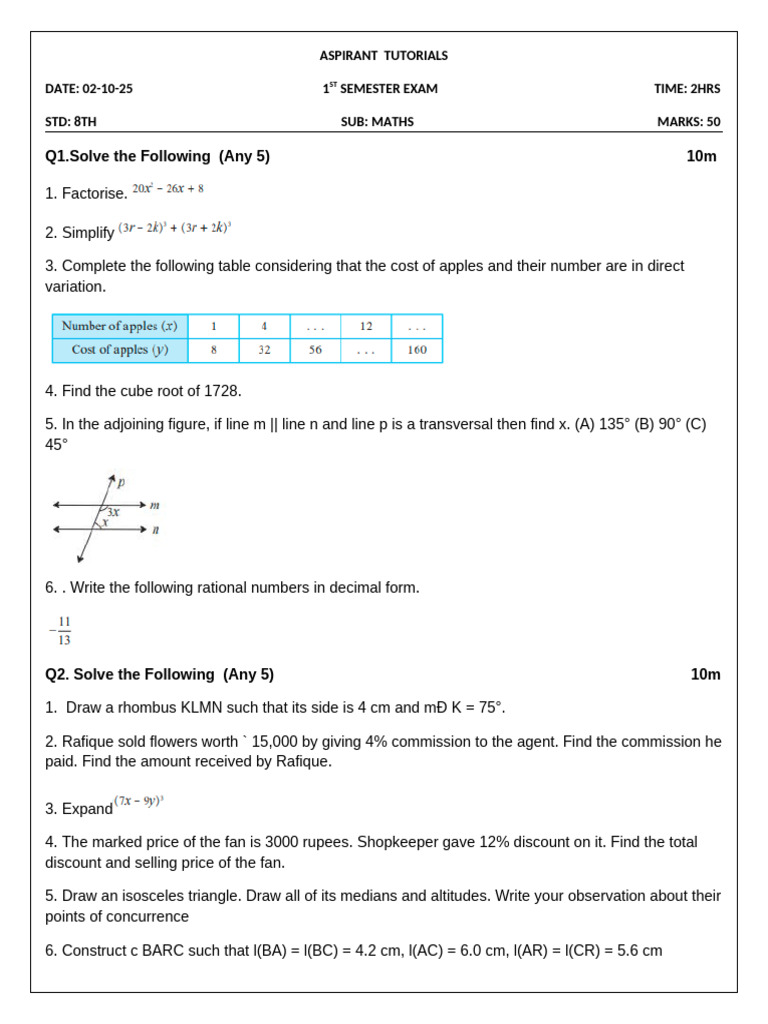8th Maths | PDF | Euclidean Geometry | Elementary Geometry