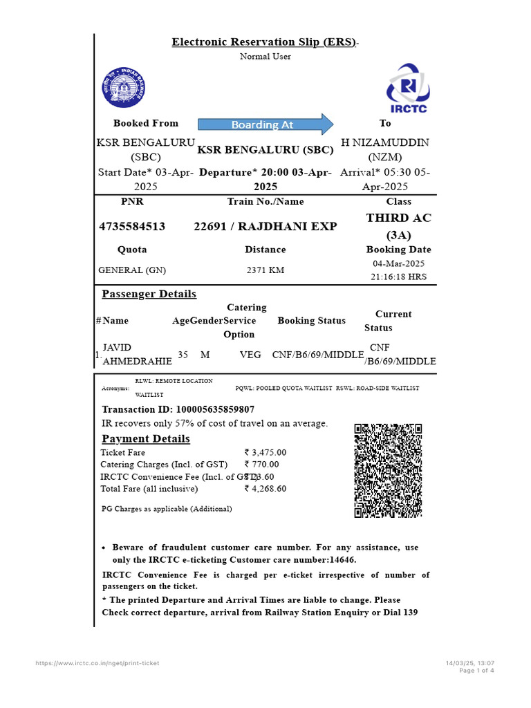 IRCTC Train Booking Invoice Details | PDF | Identity Document | Payments