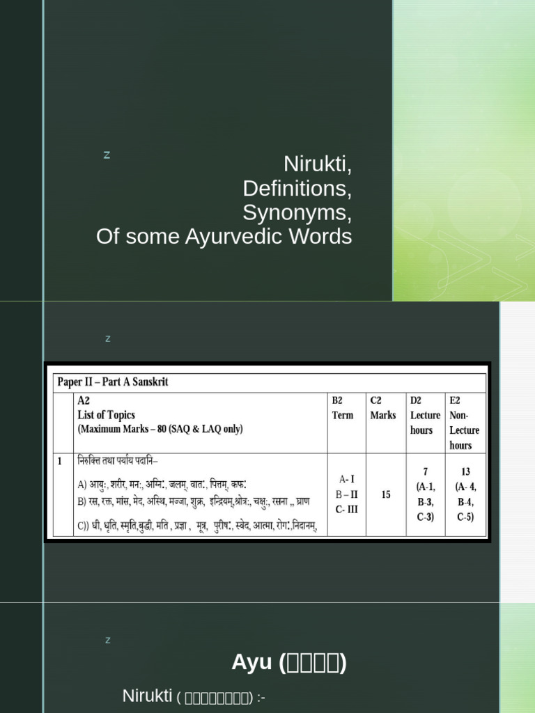 Ayurvedic Terms: Definitions & Synonyms | PDF