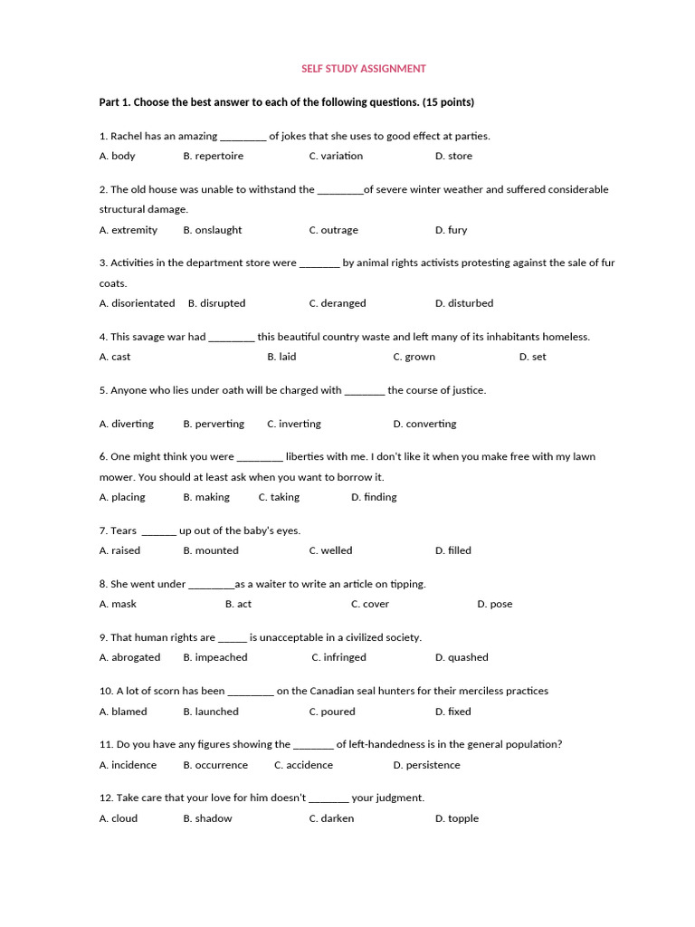 Self Study Assignment | PDF | Climate Change | Climate