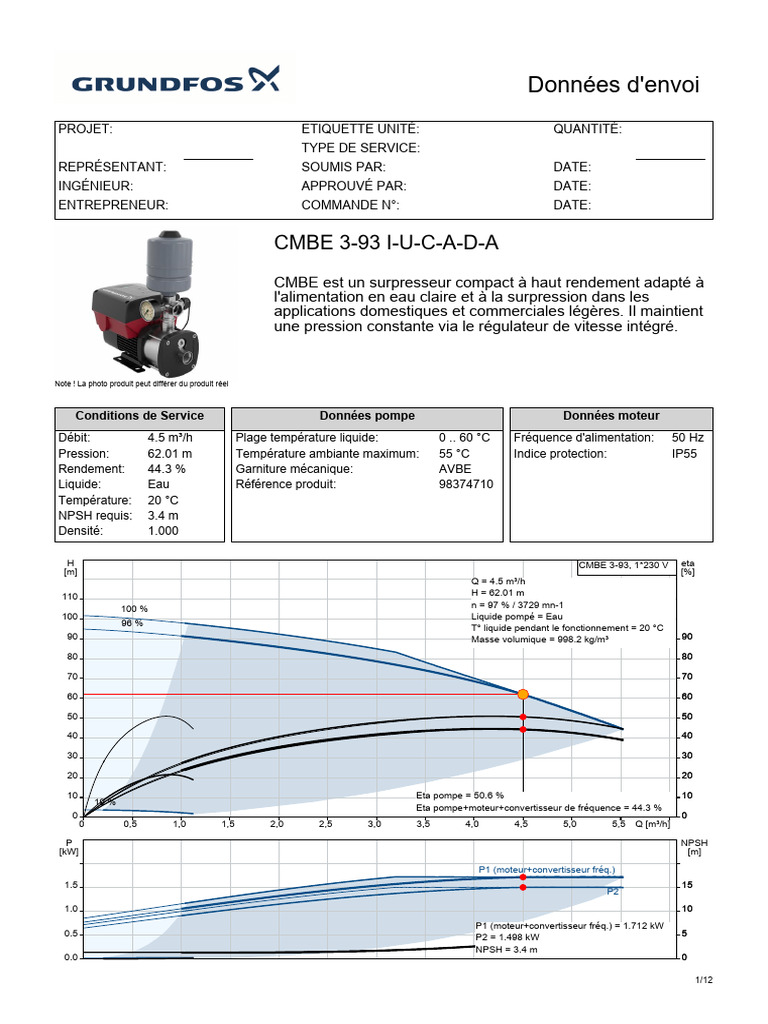 Surpresseur CMBE 3-93 : Performance et Specs | PDF | Pompe | Ingénierie ...