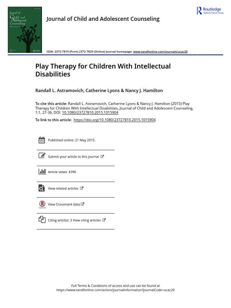Play Therapy for Intellectual Disabilities | PDF | Play Therapy ...