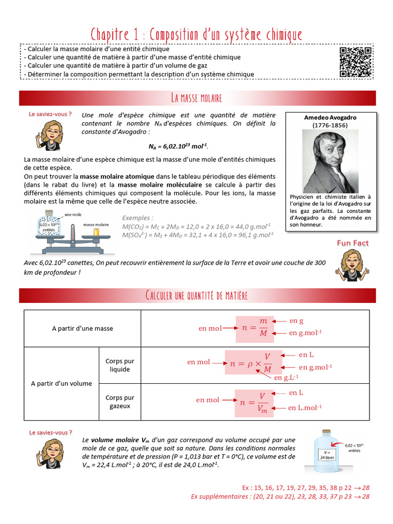 Calcul de la masse molaire et matière | PDF | Chimie | Mole (unité)