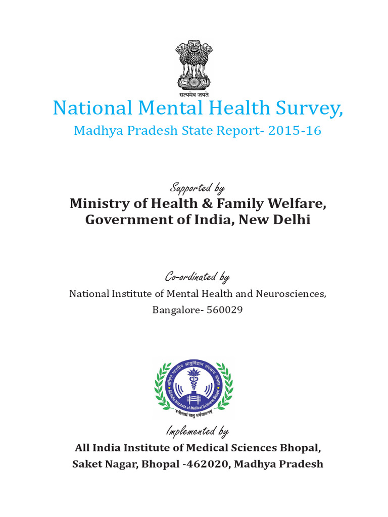 Madhya Pradesh Mental Health Survey 2015-16 | PDF | Mental Disorder ...