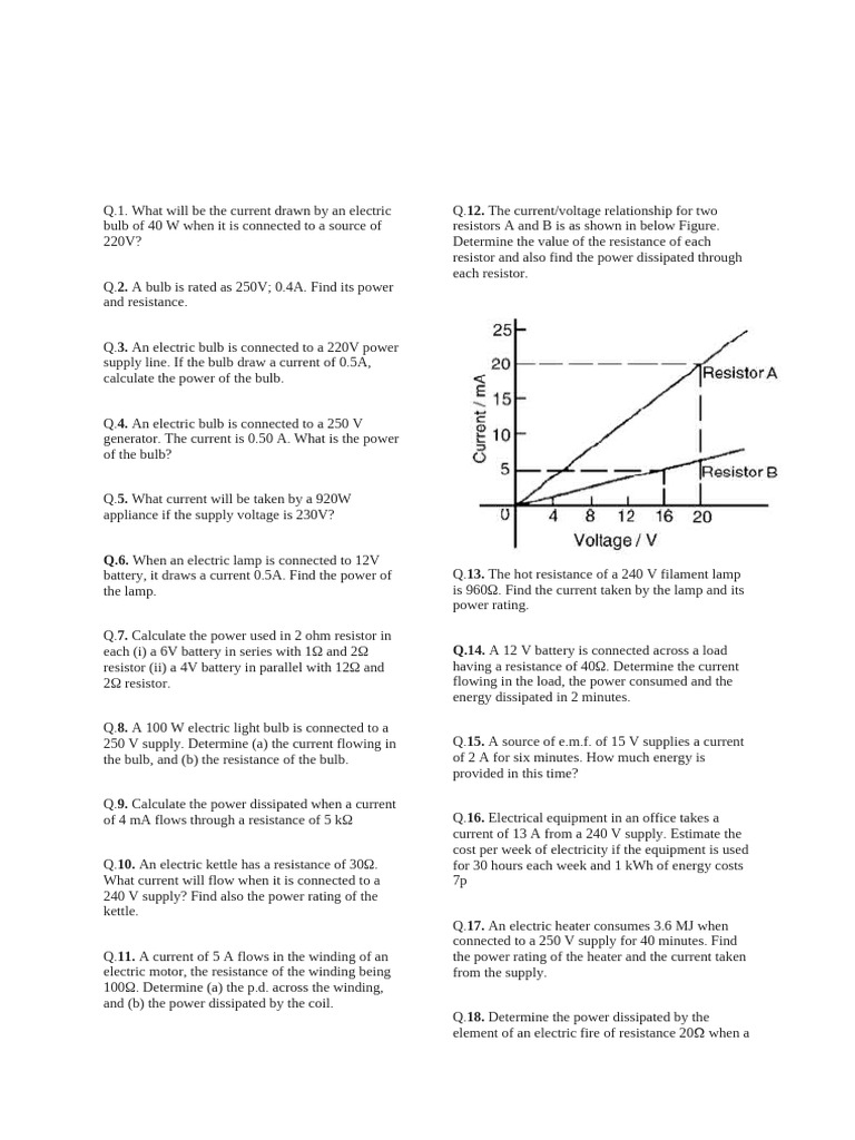 Electrical Power and Current Calculations | PDF | Mains Electricity ...