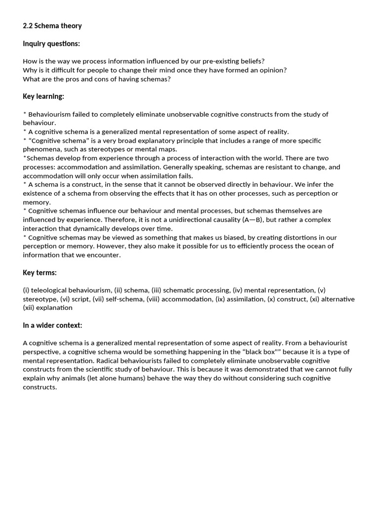 Understanding Cognitive Schemas | PDF
