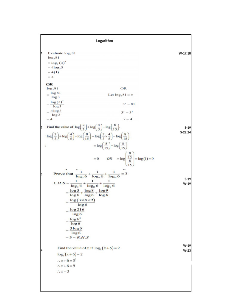 Math Concepts: Logarithms & Derivatives | PDF