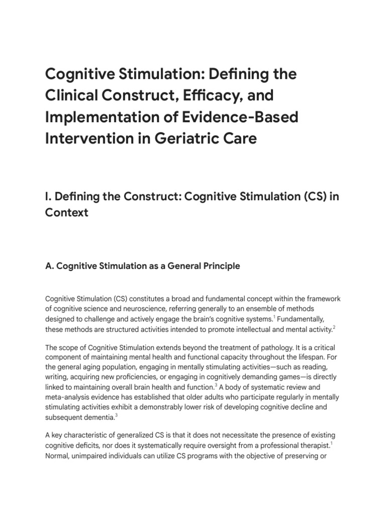 Cognitive Stimulation in Geriatric Care | PDF | Cognition | Dementia