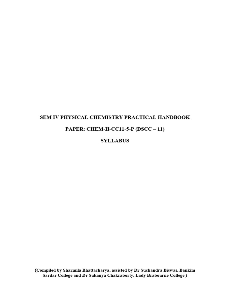 Physical Chemistry Practical Guide | PDF | Solubility | Chemical ...