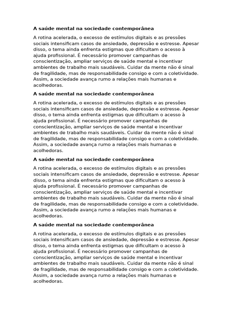 Redaçao 4 | PDF | Saúde mental | Depressão