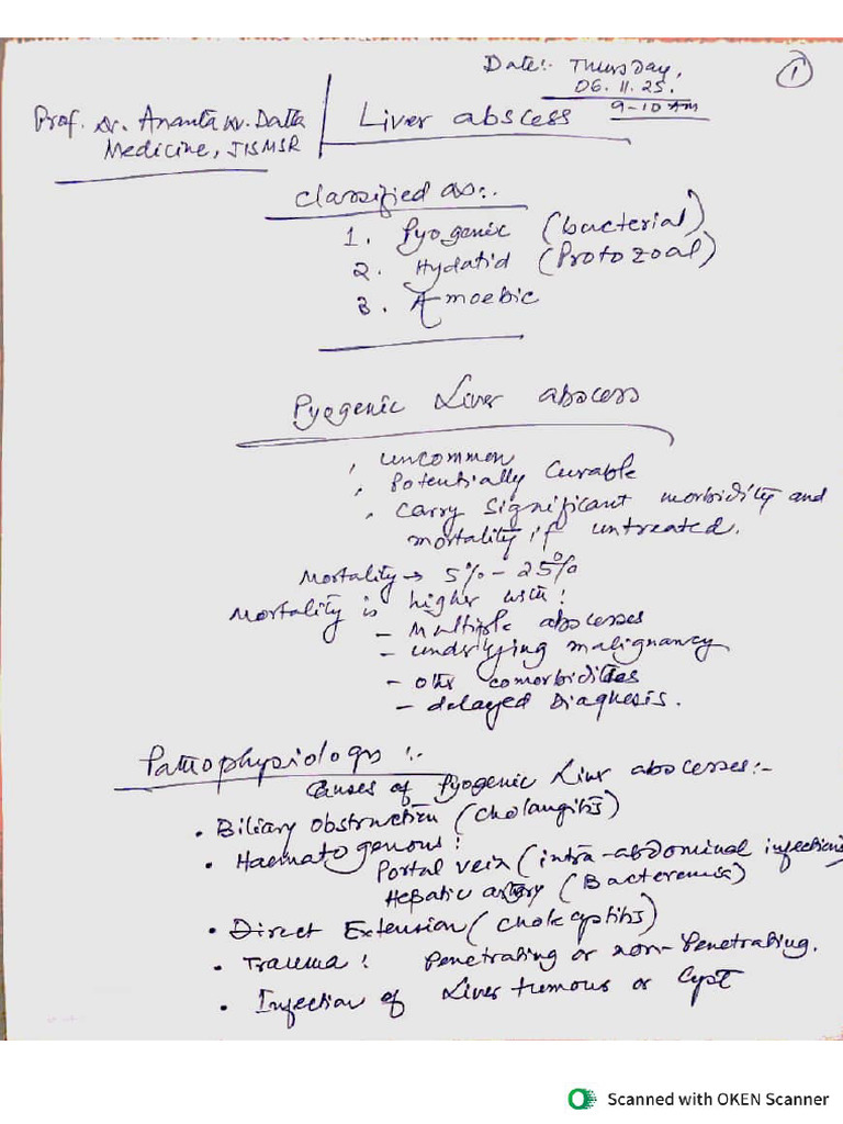 Liver Abscess (Gen Med Lecture) | PDF