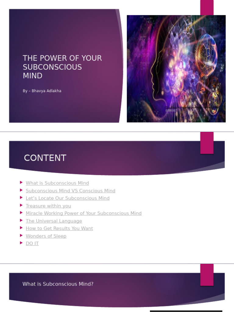 Subconscious Mind | PDF | Mind | Consciousness