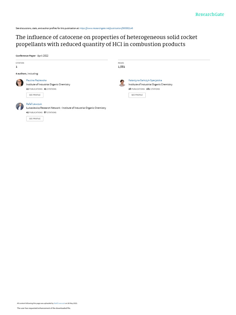 Catocene's Impact on Rocket Propellant | PDF | Rocket Propellant | Smoke