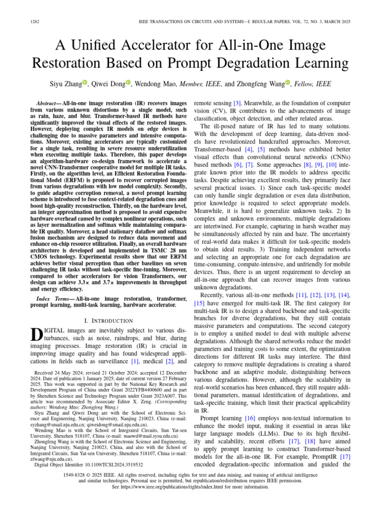 Unified Image Restoration Accelerator | PDF | Deep Learning | Computing