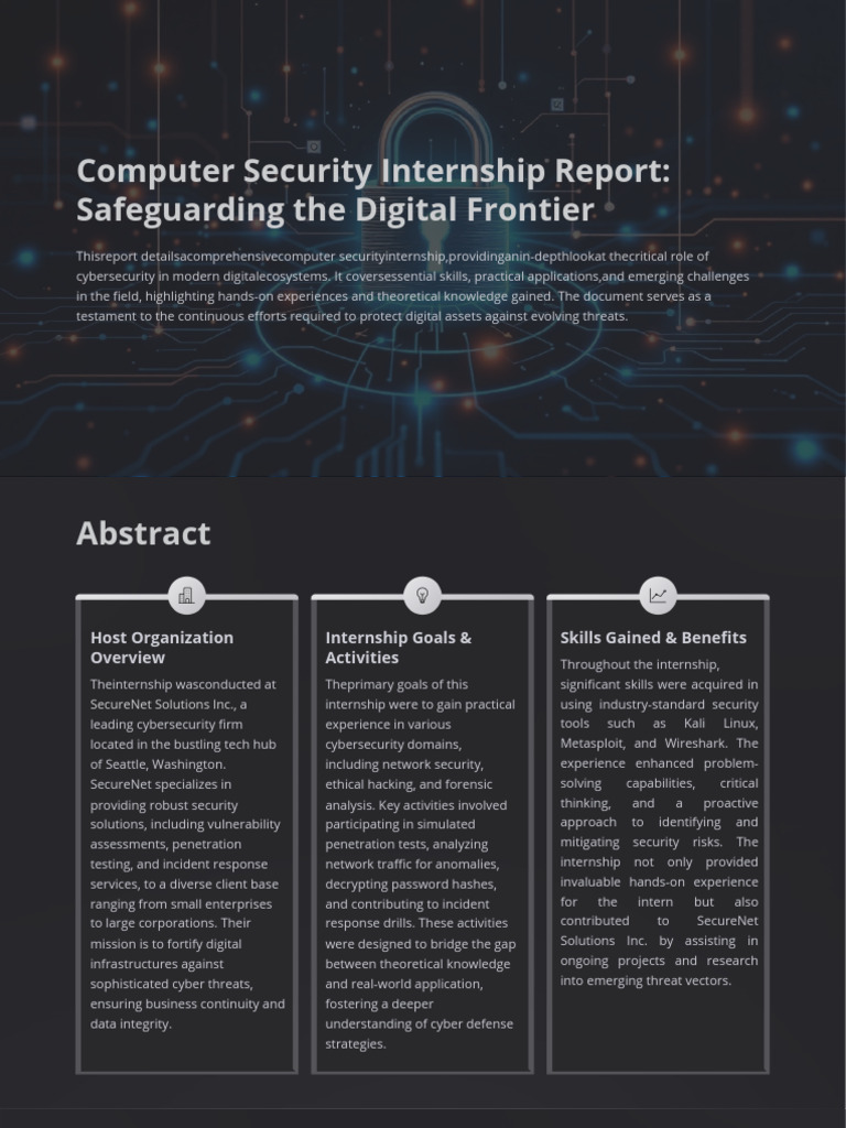 Cybersecurity Internship Insights Report | PDF | Security | Computer ...