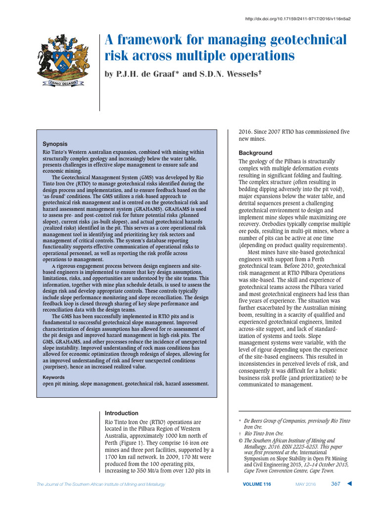 Geotechnical Risk Management in RTIO | PDF | Risk | Risk Management