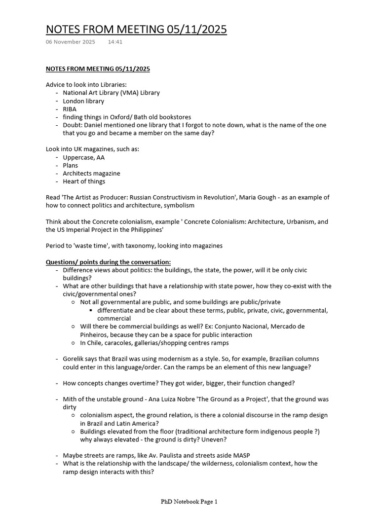 Meeting Notes on Architecture and Ramps | PDF