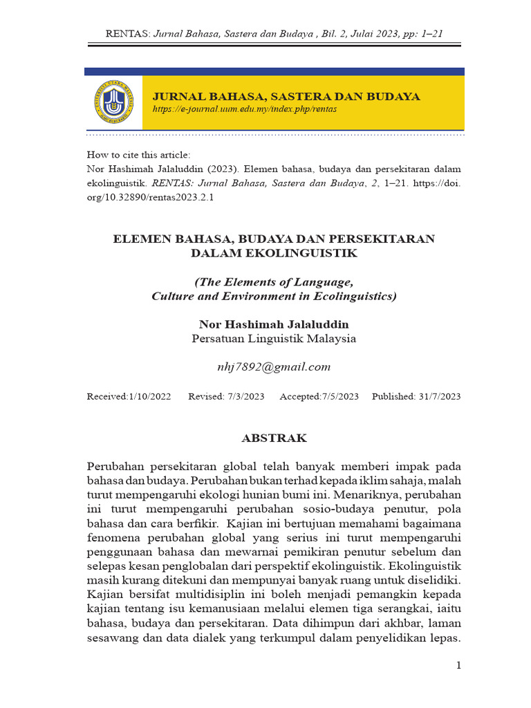 Ekolinguistik: Bahasa dan Budaya Global | PDF
