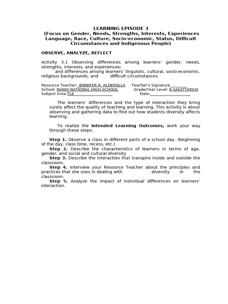 FS-1-Ep.-3 | PDF | Learning | Teachers