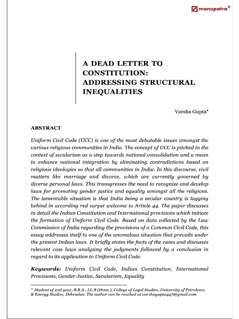 Uniform Civil Code - Detailed | PDF