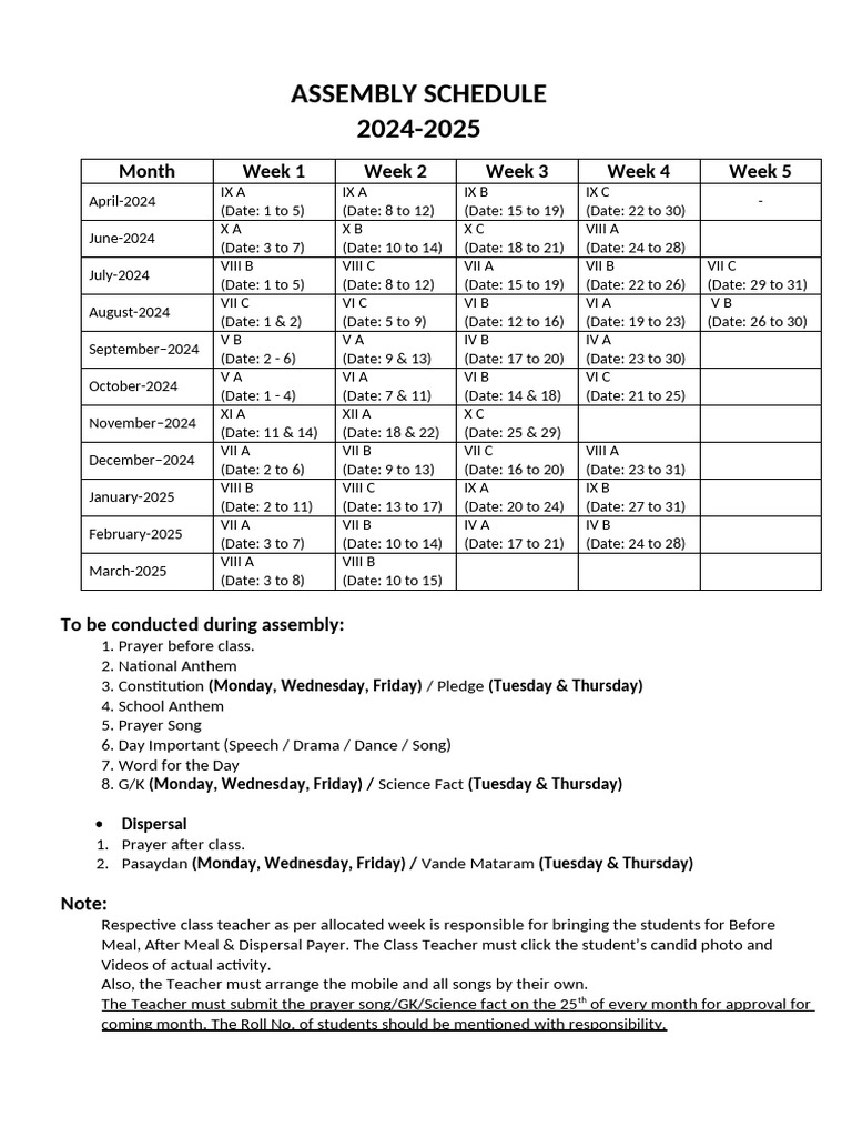 2024-2025 Assembly Schedule | PDF | Chess Theory | Chess