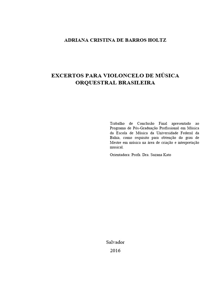 2017 HOLTZ Excerto Para Cello | PDF | Orquestras | Música clássica